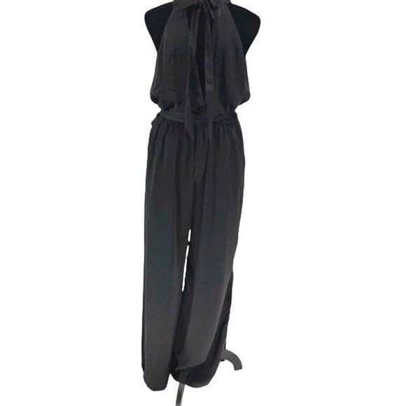 Dress Forum Womens Halter Tie Waist Cut-Out Sleeveless Jumpsuit Black Medium NWT - Picture 7 of 11